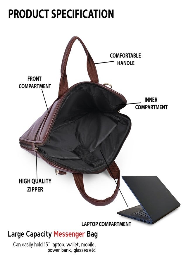 ADISA Laptop Messenger Office Bag Briefcase for Work for Men (Lb6050-Bro, Brown) - Image 4