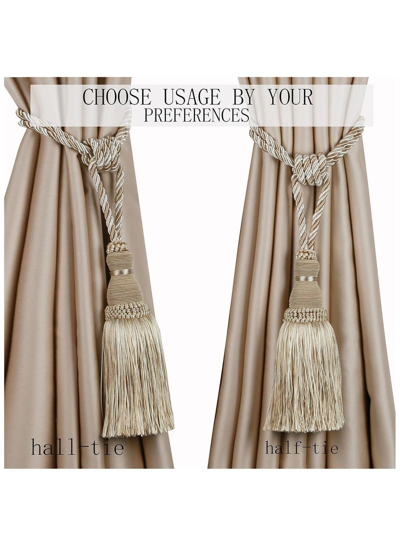 NANAO حبل ربط ستائر مع خيوط - عبوة من 2 (بيج مختلط) - Image 3