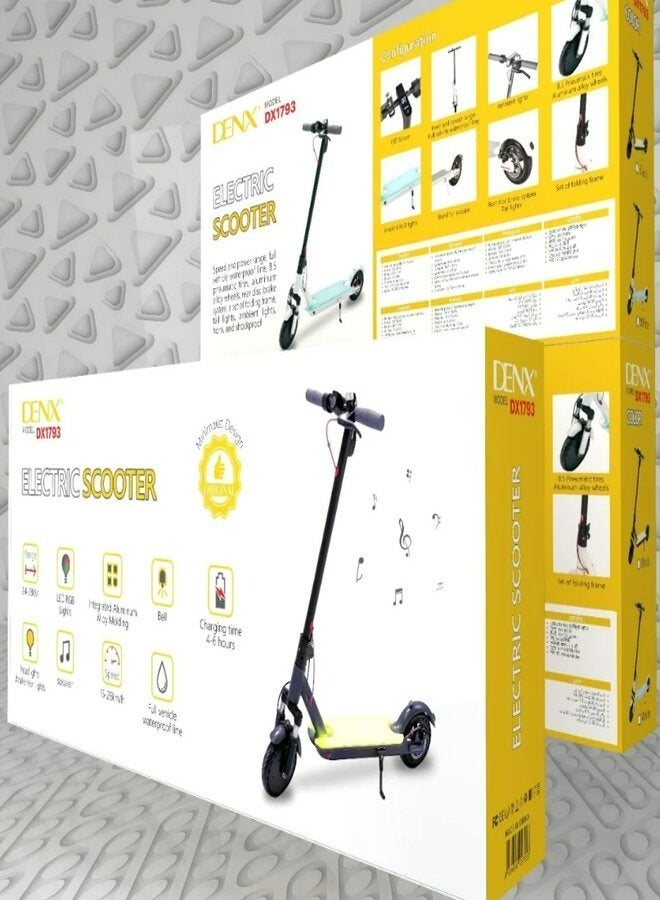 دينكس سكوتر كهربائي ذكي أقصى سرعة 28 كم/ساعة مع إضاءة محيطة ومكبر صوت، أسود - Image 3