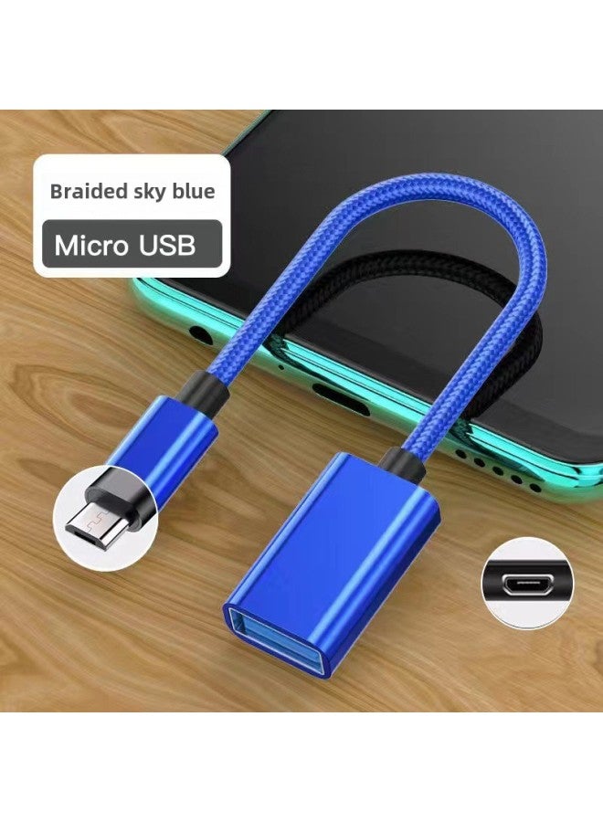 OTG Line TYPE-C To 2.0A Bus Adapter Line Android V8 OTG Line Car Mini5p V3 OTG Line-Color:Android Micro Interface Sky Blue - Image 1