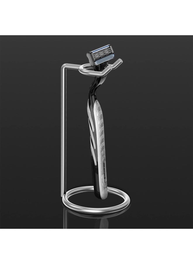 Linkidea حامل ماكينة حلاقة من الفولاذ المقاوم للصدأ من لينكيديا، حامل ماكينة حلاقة فاخر للسفر للرجال، متوافق مع ماكينة الحلاقة ذات المقبض الطويل فيوجن 5 برو شيلد ماك 3، كروم مصقول فضي - Image 4