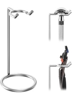 Linkidea Linkidea Stainless Steel Safety Razor Stand Shaving Razor Holder Deluxe Mens Travel Shaver Stand Compatible with Long Handle Safety Razor Fusion 5 ProShield Mach 3 SilverPolished Chrome  - Image 1