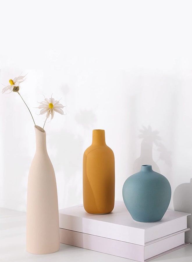 وين هولدر طقم مزهرية سيراميك ملونة من 3 قطع - مزهريات زهور صغيرة على طراز البساطة للمنزل العصري مزرعة غرفة المعيشة غرفة المعيشة رف رف الكتب رف مدخل المدخل - Image 1