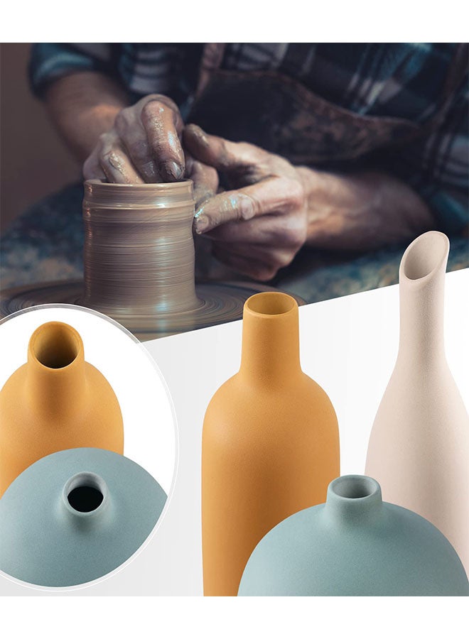 وين هولدر طقم مزهرية سيراميك ملونة من 3 قطع - مزهريات زهور صغيرة على طراز البساطة للمنزل العصري مزرعة غرفة المعيشة غرفة المعيشة رف رف الكتب رف مدخل المدخل - Image 5