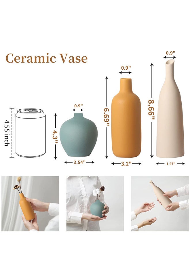 وين هولدر طقم مزهرية سيراميك ملونة من 3 قطع - مزهريات زهور صغيرة على طراز البساطة للمنزل العصري مزرعة غرفة المعيشة غرفة المعيشة رف رف الكتب رف مدخل المدخل - Image 3