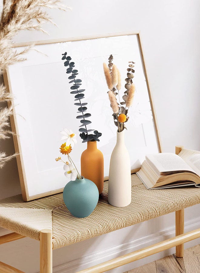 وين هولدر طقم مزهرية سيراميك ملونة من 3 قطع - مزهريات زهور صغيرة على طراز البساطة للمنزل العصري مزرعة غرفة المعيشة غرفة المعيشة رف رف الكتب رف مدخل المدخل - Image 4