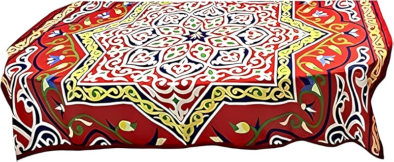 مفرش طاولة رمضاني بنقوش هندسية فريدة - متران - قماش فاخر - مناسب لمناسبات رمضان