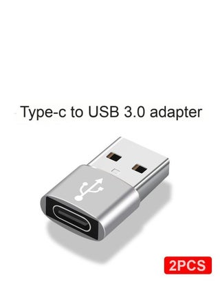 2-Piece Type-C to USB-A Converter OTG Adapter Set Gray