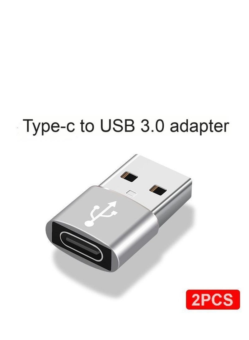 2-Piece Type-C to USB-A Converter OTG Adapter Set – USB 3.0 Technology, Supports Data Transfer & Charging – Gray - Image 1