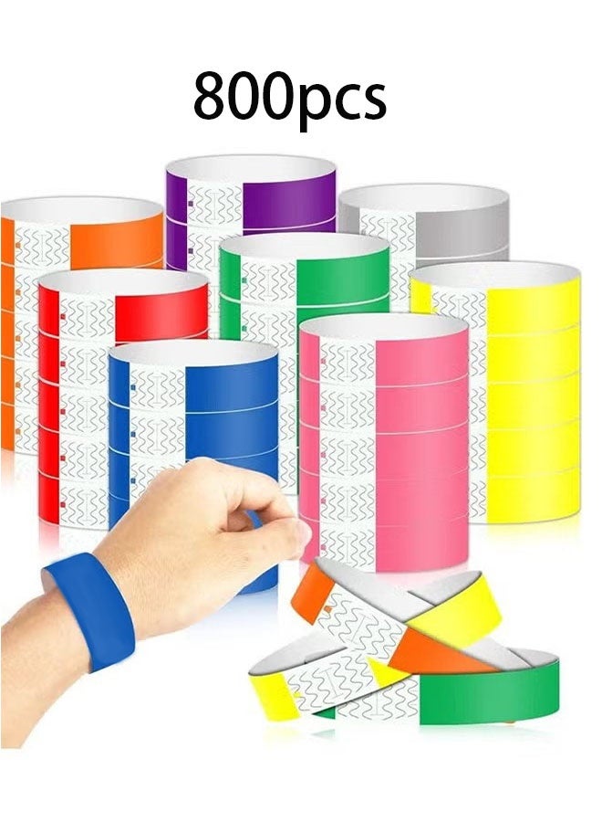 Ailily 800 Pcs Paper Wristbands Neon Wrist Bands Waterproof Hand Bands for Events Lightweight Concert Wristbands Neon Colored Adhesive Wristbands for Party - Image 1