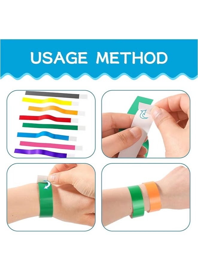 Ailily 800 Pcs Paper Wristbands Neon Wrist Bands Waterproof Hand Bands for Events Lightweight Concert Wristbands Neon Colored Adhesive Wristbands for Party - Image 3