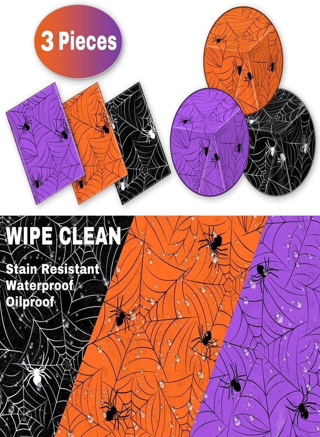 TREWAVE 3 Pack Halloween Spiderweb Tablecloth Rectangular Plastic Spider Web Table Cloth Large Size Table Covers for Home Decor Halloween Party Decorations 54" x 108" (Mixed) - Image 3