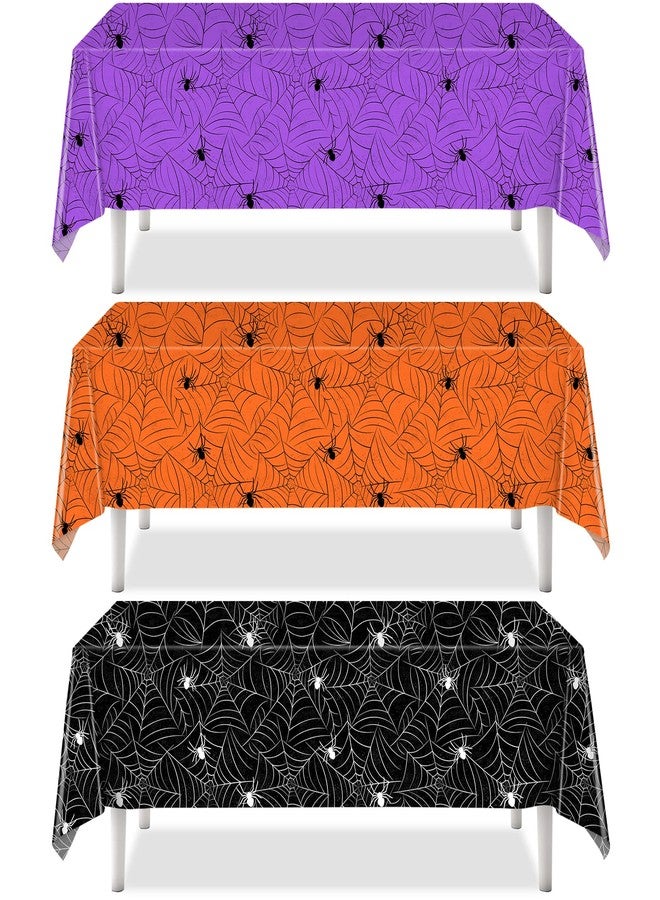 TREWAVE 3 Pack Halloween Spiderweb Tablecloth Rectangular Plastic Spider Web Table Cloth Large Size Table Covers for Home Decor Halloween Party Decorations 54" x 108" (Mixed) - Image 4