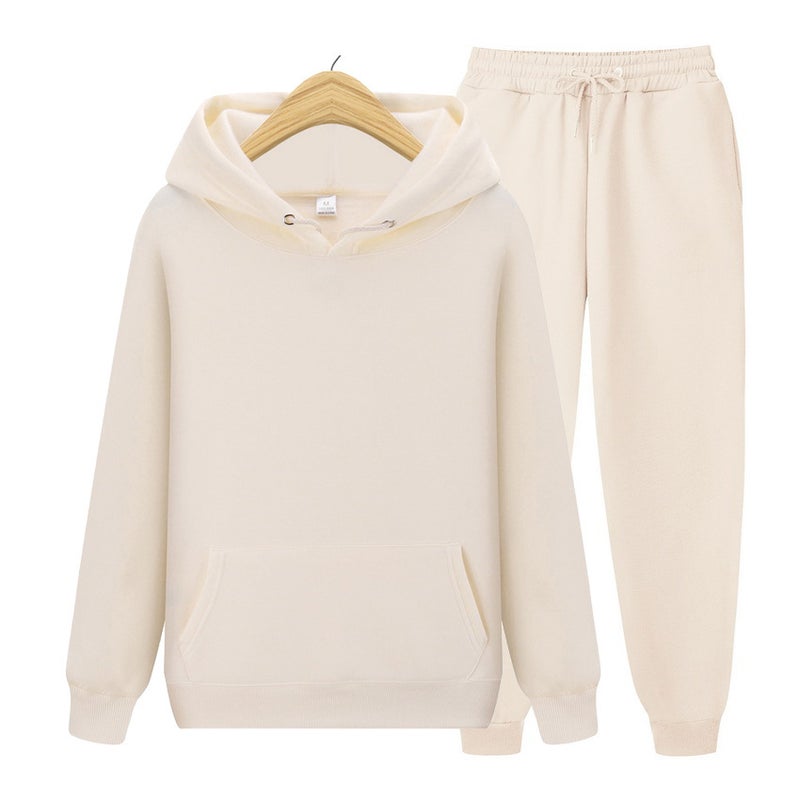 Generic 2024 spring and autumn 180g fabric solid color pullover sweater sports suit sweater suit fleece mens hoodie Khaki 