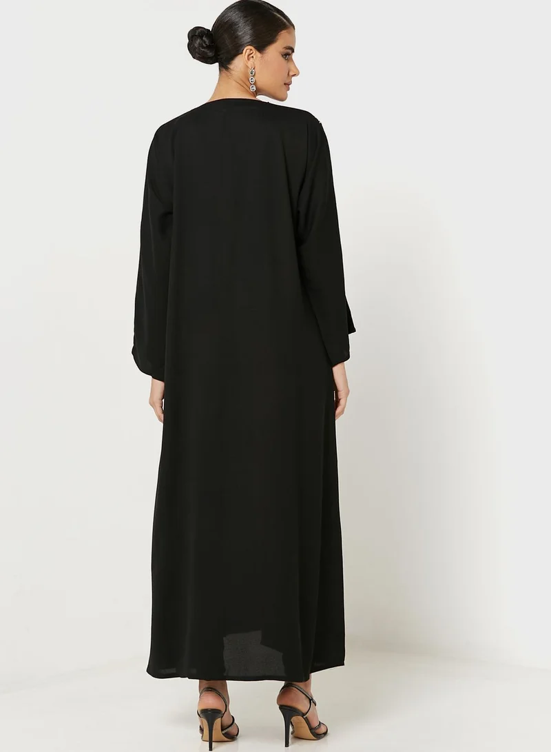 Khizana Semi Embellished Detail Abaya With Sheila