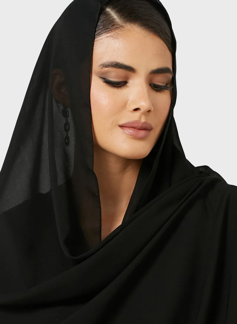 Khizana Semi Embellished Detail Abaya With Sheila