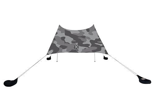 Neso Portable Beach Tent Sun Shelter with Sand Anchor Lightweight Beach Shade Canopy Easy Setup for Family Outings Patented Reinforced Corners UPF 50 Sun Protection 7 x 7ft Grey Camo - Image 3