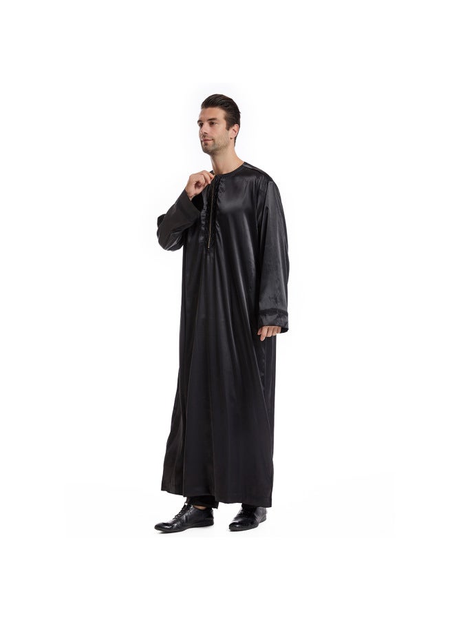 عباية - قميص رجالي طويل بياقة واقفة - بيج - ملابس تقليدية، ملابس إسلامية، زي إسلامي، زي تراثي، قفطان دبي - Image 5