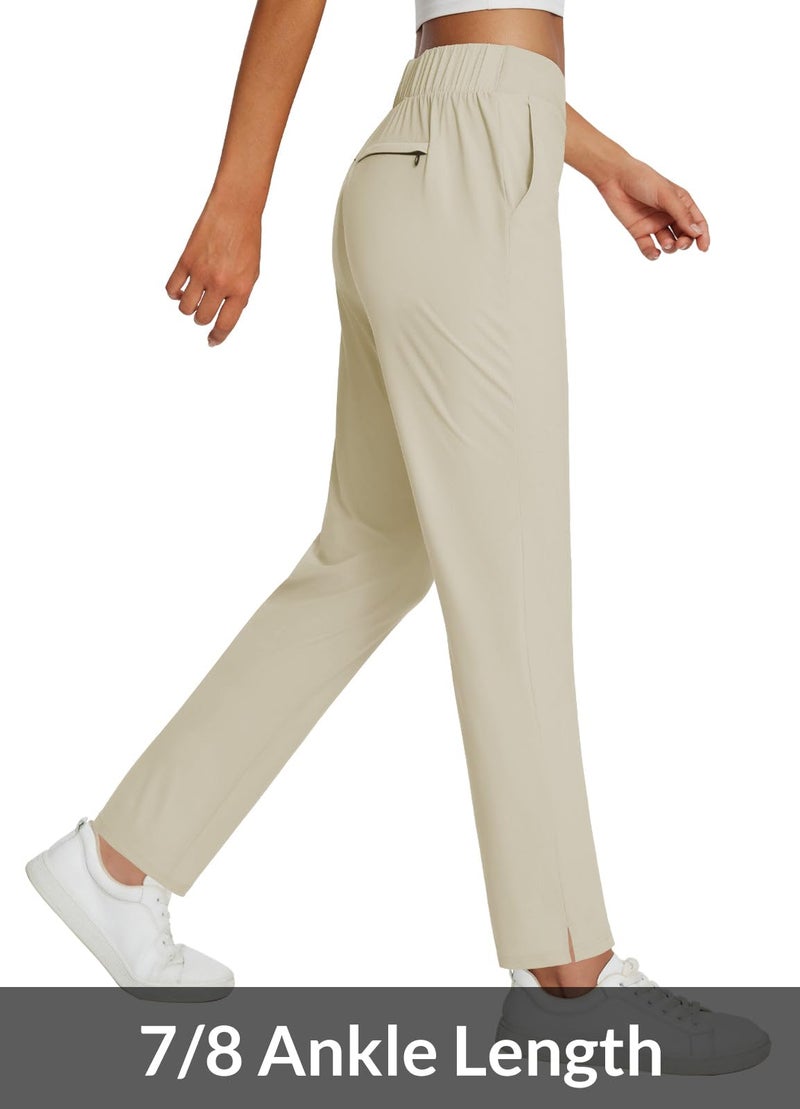 baleaf Womens Travel Pants Lightweight Stretch with Zipper Pockets Petite Ankle Dressy Golf Work Business Casual Twill XL - Image 5