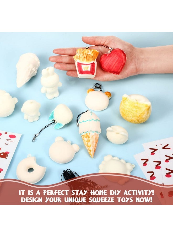 Random 50 Pcs Squishies To Paint Diy Kawaii Squishies Cream Scented Lovely Toy Making Squishy Painting Kit Bulk Squishies Mini Soft Tiny Toys With 50 Keychains Phone Straps And 80 Decorating Stickers