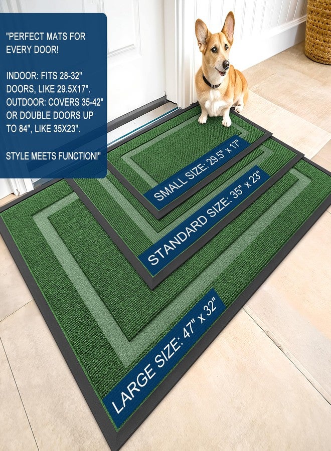 OLANLY Front Door Mat Indoor Outdoor Entrance, Waterproof All-Season, All-Weather Doormat, Sturdy Natural Rubber, Fade Resistant, Low Profile, Easy Clean Patio Porch Entryway Mat, 59x23, Green - Image 2