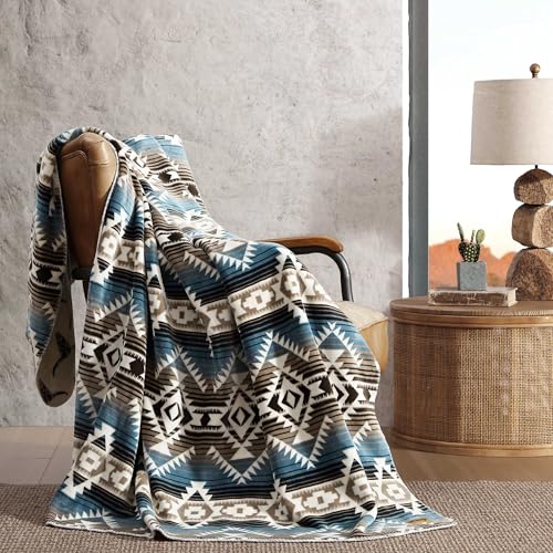 Wrangler - Throw Blanket, Super Soft Coco Flannel Bedding, Yellowstone Inspired, Western Luxurious Bedding, Oeko-Tex Certified (Jericho Turquoise, 60" x 70") - Image 2