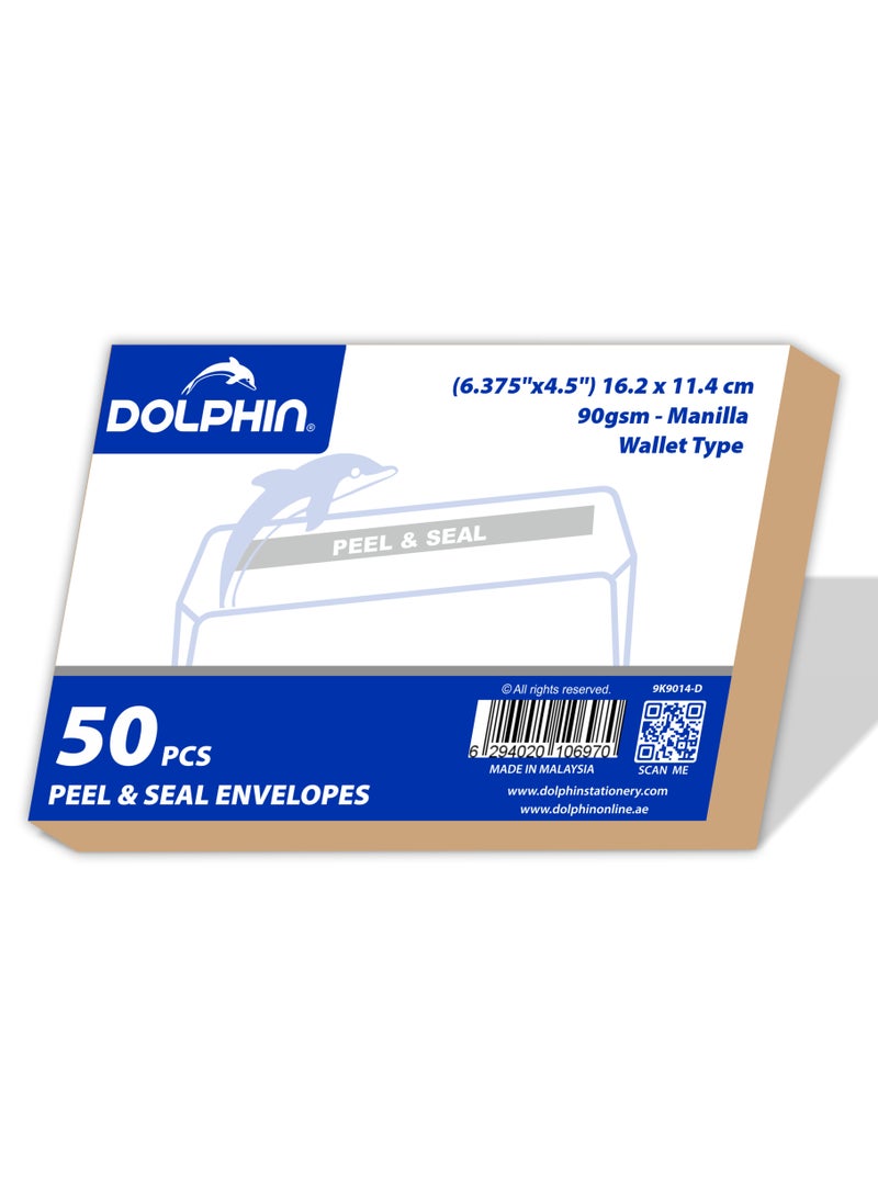 Dolphin Premium Brown Envelopes 7"x10", A5 Size, 90 GSM, Peel & Seal – Pack of 50, Premium Quality, Made in Turkey  - Image 2