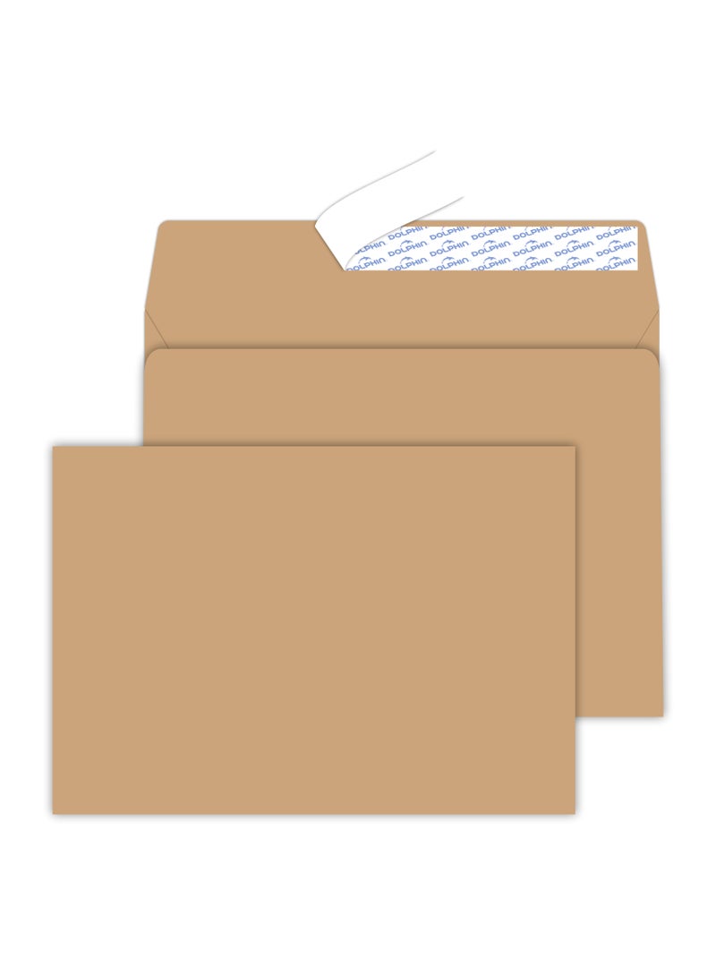 Dolphin Premium Brown Envelopes 7"x10", A5 Size, 90 GSM, Peel & Seal – Pack of 50, Premium Quality, Made in Turkey  - Image 3