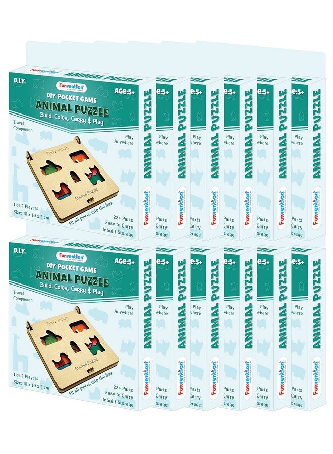 فنفينشين لعبة Funvention (عبوة من 12 قطعة) أحجية حيوانات قابلة للحمل والسفر، هدايا عيد ميلاد للأطفال من سن 4 سنوات فما فوق، لعبة لوحية تعليمية ممتعة، عبوة للحفلات - Image 1