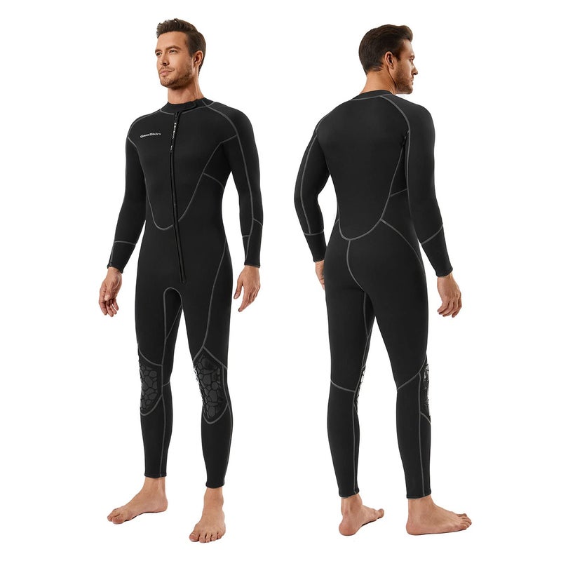 Seaskin Mens 3mm Shorty Wetsuit Full Body Diving Suit Front Zip Wetsuit for Diving Snorkeling Surfing Swimming Small