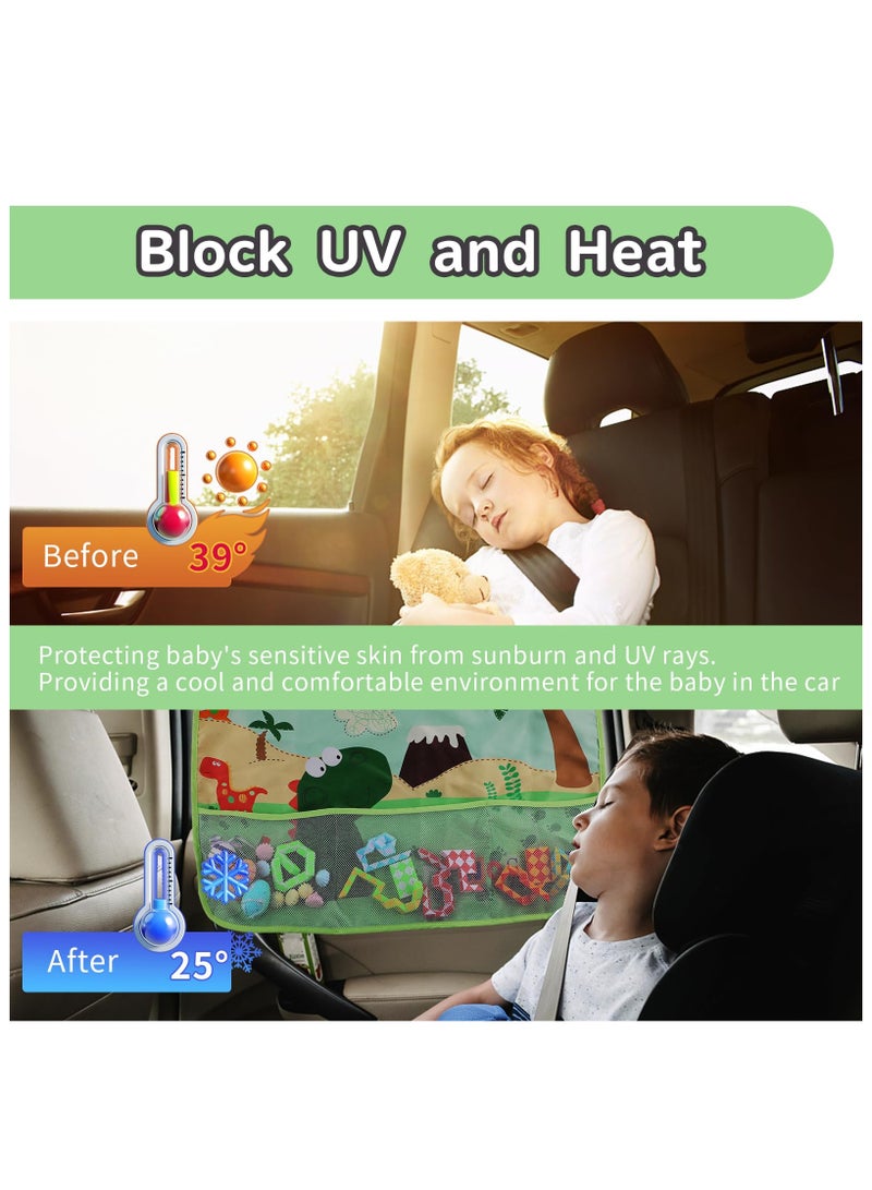 SYOSI Car Window Shades for Baby, Retractable Car Sunshades with Suction Cup and Storage Net for Side Windows, Universal Children's Car Blinds - Image 3