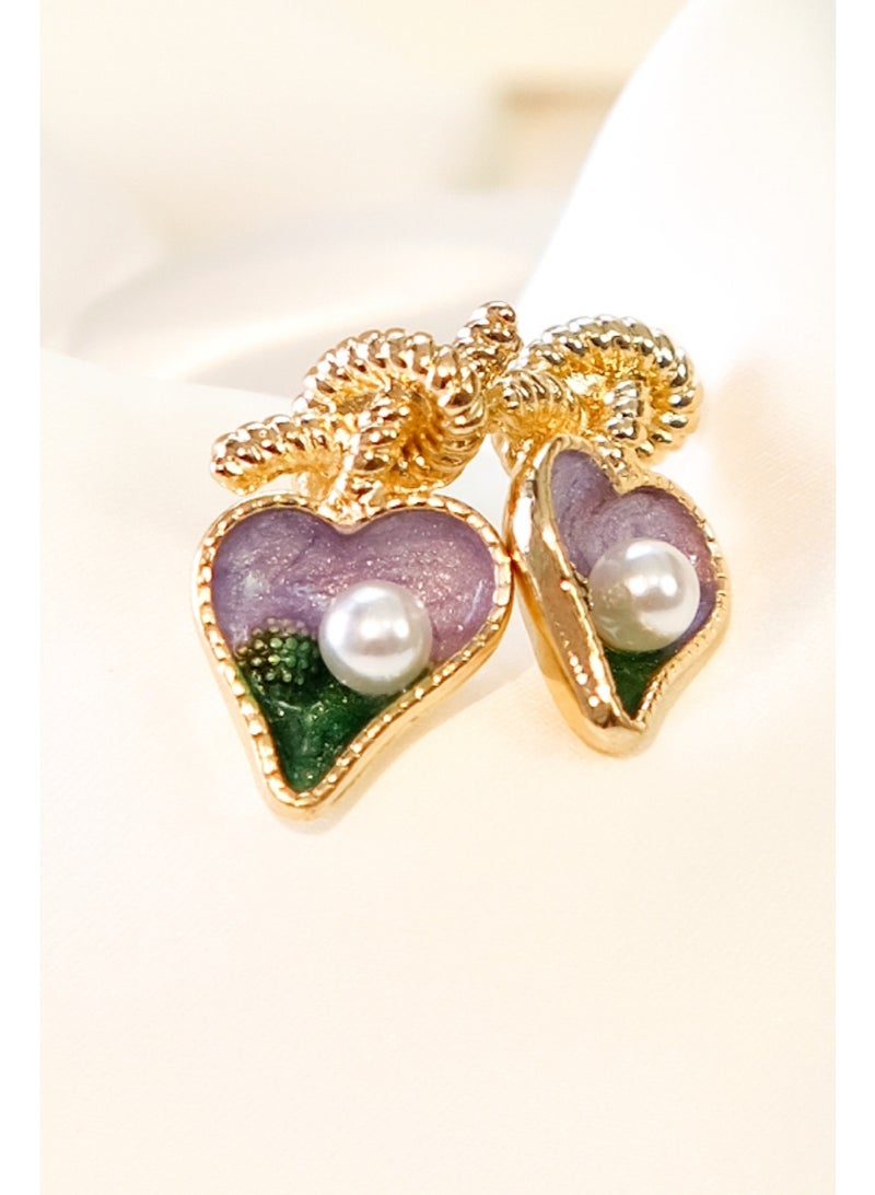 Lavida Monet Garden purple heart elegant earrings fashionable commuting all-match  best for gifts - Image 2