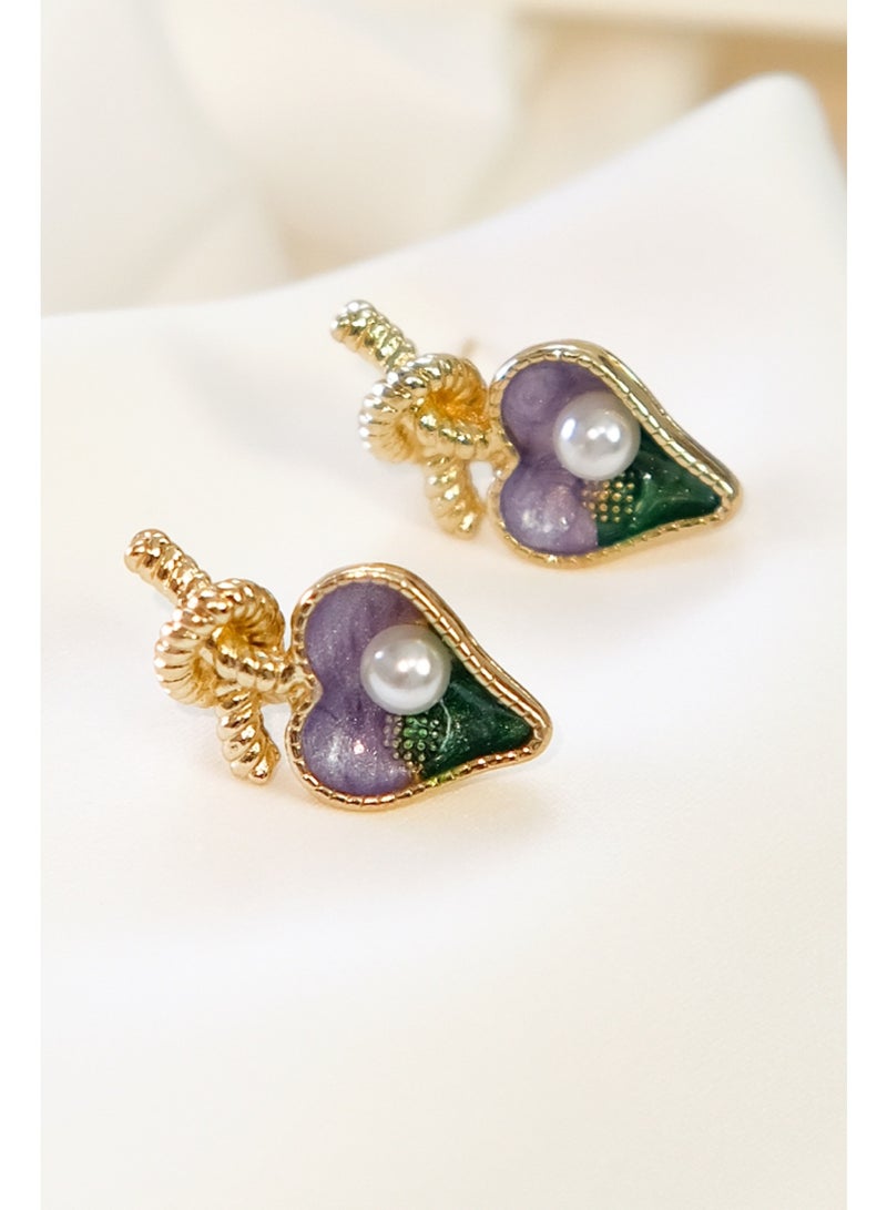 Lavida Monet Garden purple heart elegant earrings fashionable commuting all-match  best for gifts - Image 3