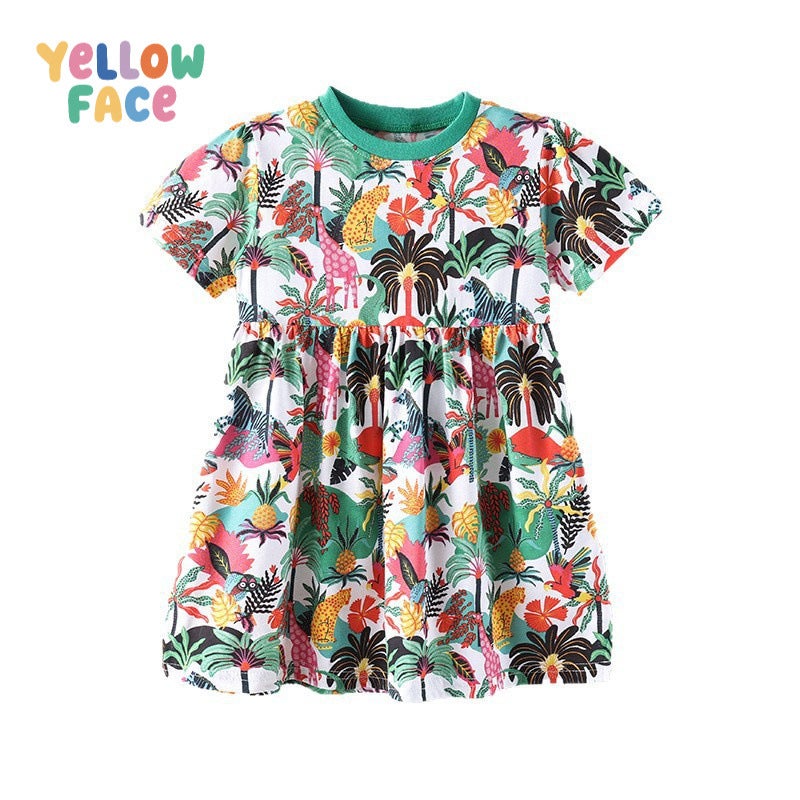 2026 Summer Fashion Girls Princess Dress with Animal Print, Round Neck - Image 5