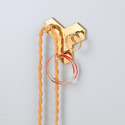 InterDesign Plastic Affixx Geo Self Adhesive Wall Hooks for Hanging Jackets Coats Towels Keys Damage Free Walls 3 Hooks Gold - Image 4