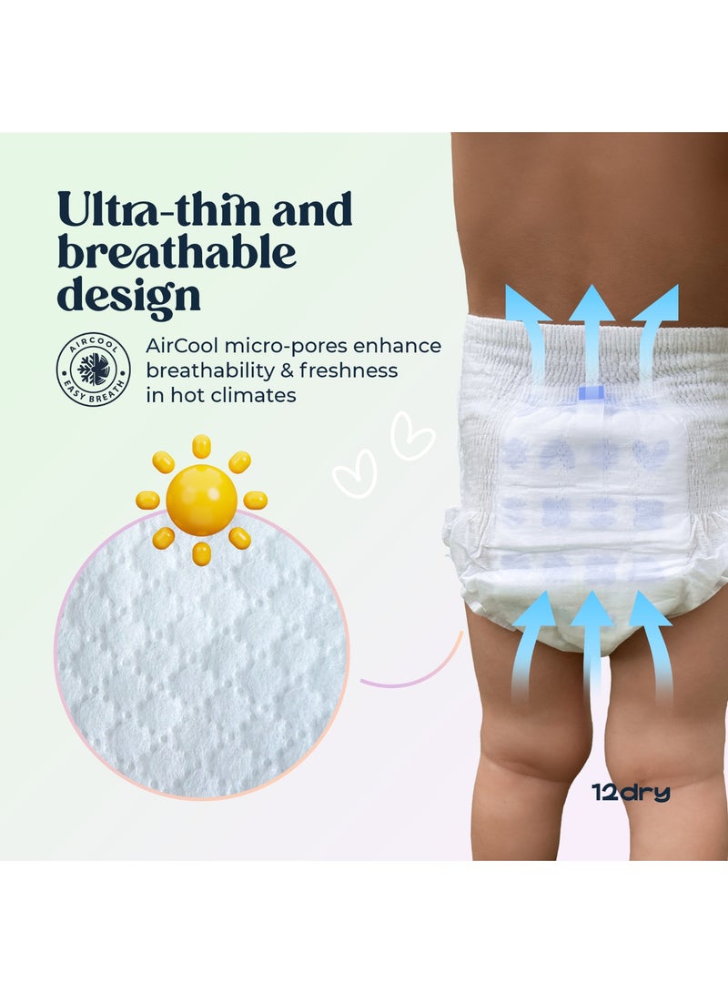 12dry Diapers Size Newborn Pack 4 (140 Count) Ultra Absorbent Dual-Layer Thin and Breathable Eco-Friendly with Soft Elastic Waistband - Image 4
