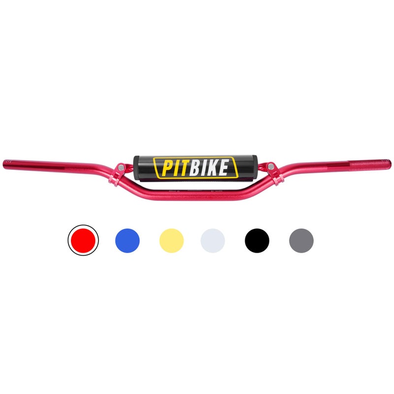 RUTU Handlebars 7/8 Inch for Motorcycle,RUTU Upgraded Universal Dirt Bike Handle Bar with Crossbar Pad Mid-Rise Mini Bike Pit Bike Handlebar for Motocross ATV Quad - Red - Image 1