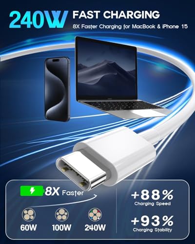 DreemTeam USB C to USB C 240W USB C Cable 66ft C to C Cable Fast Charging for Macbook ProMacbook Air iPad Pro 129inch iPhone 15Pro MaxProPlus Samsung Galaxy S23Compatible 140W100W 65W45W35W20W - Image 3