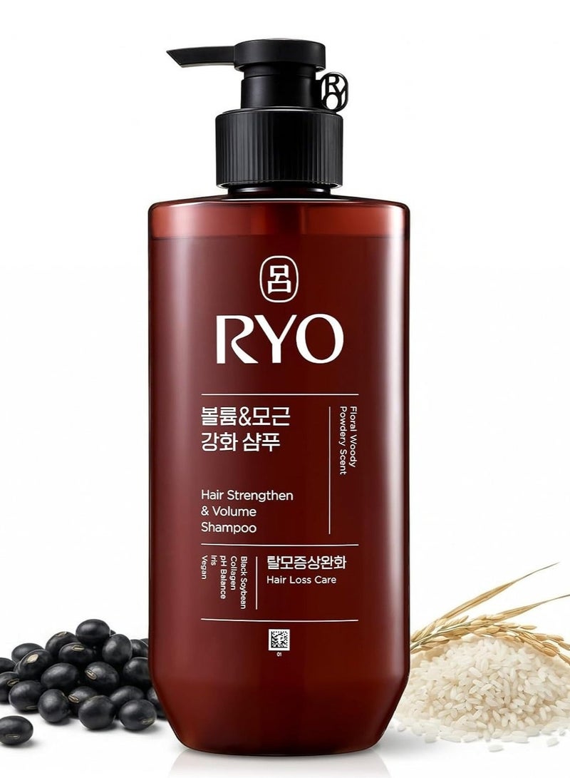RYO Hair Strengthen & Volume Shampoo 480ml, Korean Hair Shampoo for Fine, Weak-Looking & Flat Hair, Scalp Care, Volume, Freshness and Stronger-Looking Hair - Image 1