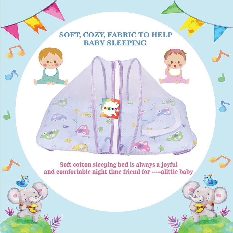 Bantoo Flat Bed Baby Bed New Born Baby Bedding Set | Cotton | Mattress | Mosquito Net | Insect Protector | Boys & Girls | Essential Items | Gifts | Products All | Infants (0-6 M) (Blue) - Image 5