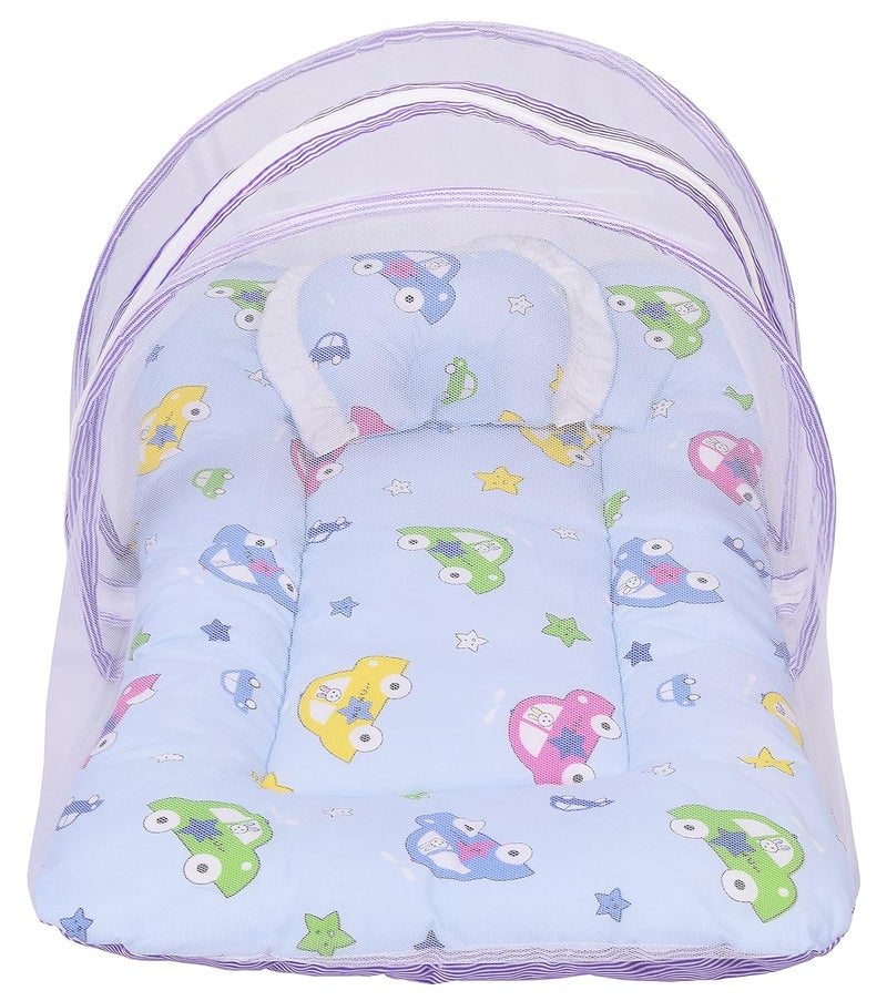 Bantoo Flat Bed Baby Bed New Born Baby Bedding Set | Cotton | Mattress | Mosquito Net | Insect Protector | Boys & Girls | Essential Items | Gifts | Products All | Infants (0-6 M) (Blue) - Image 1