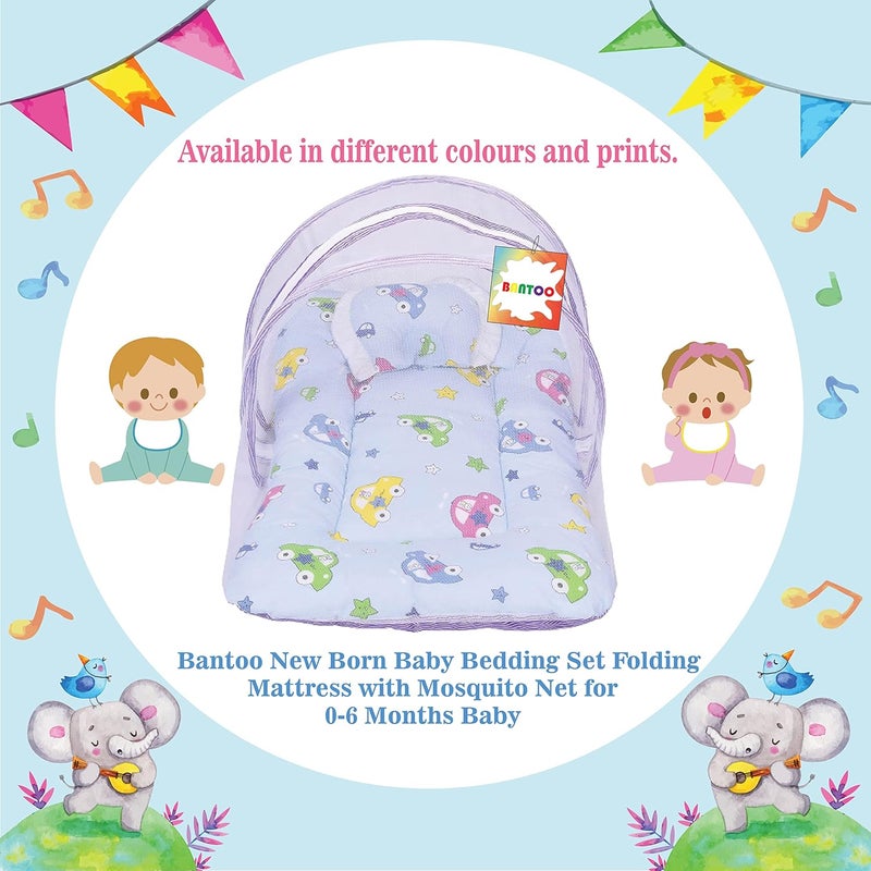 Bantoo Flat Bed Baby Bed New Born Baby Bedding Set | Cotton | Mattress | Mosquito Net | Insect Protector | Boys & Girls | Essential Items | Gifts | Products All | Infants (0-6 M) (Blue) - Image 3