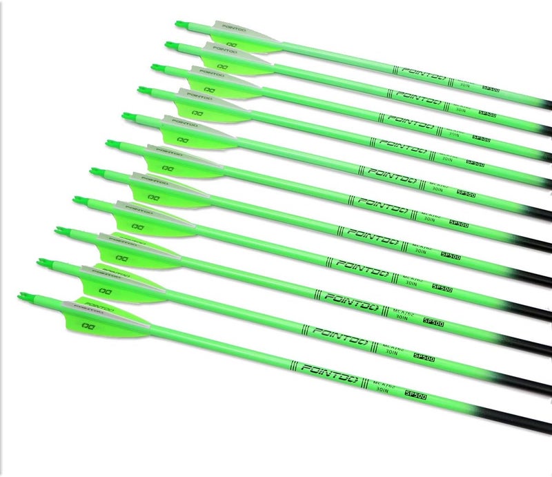 Pointdo 30inch Carbon Arrow Fluorescence Color Targeting and Practice and Hunting Arrows for Compound Bow and Recurve Bow with Removable Tips(Pack of 12) - Image 3