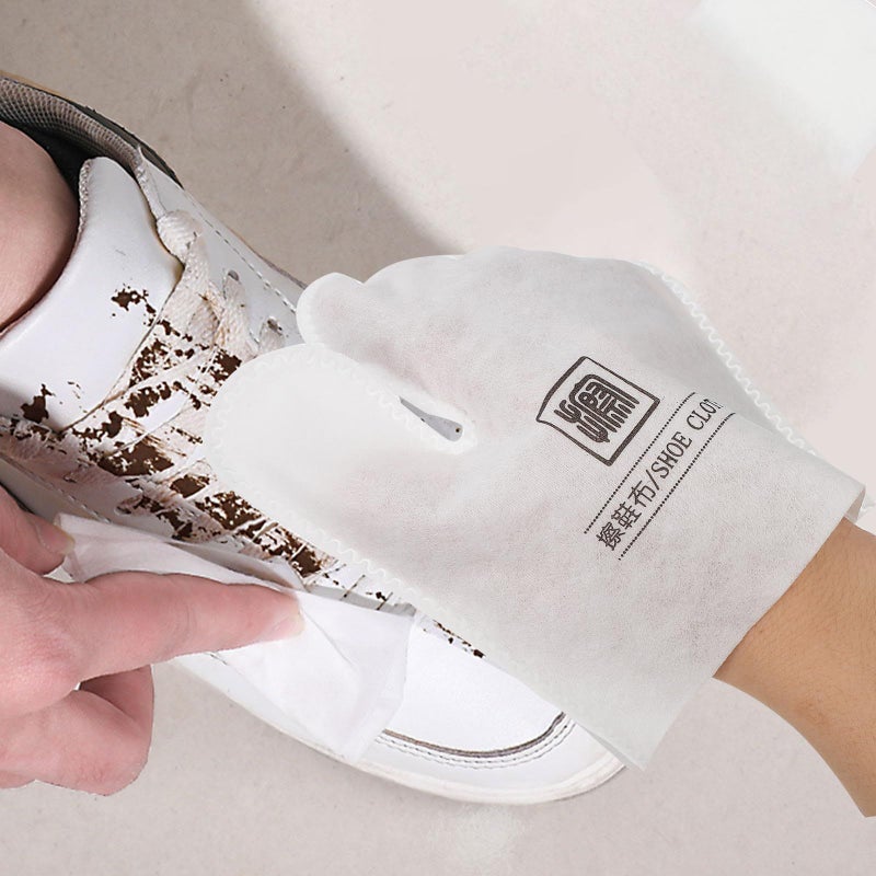 20 Pack White Disposable Non Woven Shoe Cleaning Wipes For Travel Home And Outdoor Use - Image 5