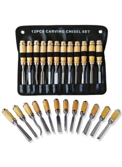 Sabahz Trading Sabahz Trading Professional Wood Carving Chisel Set 12 Piece Sharp Woodworking Tools with Carrying Case 