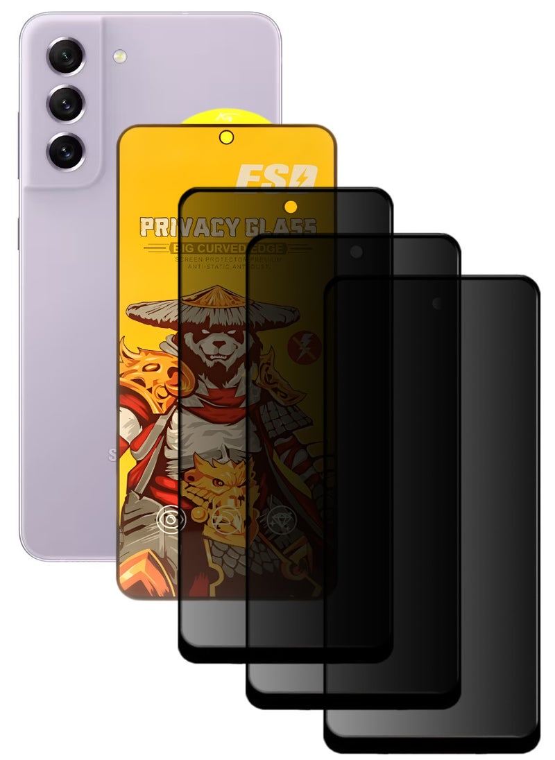 ESD 3 Pieces Tempered Dustproof Privacy Glass Screen Protector Compatible For Samsung Galaxy S21 FE - Image 1