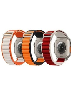 3Pack for Apple Watch Alpine Loop Band 49mm/45mm/44mm Nylon Woven Sport Strap Compatible with iWatch Series 8/Ultra/7/SE/6/5/4/3/2/1 Orange,White/Orange,Black/Red,White