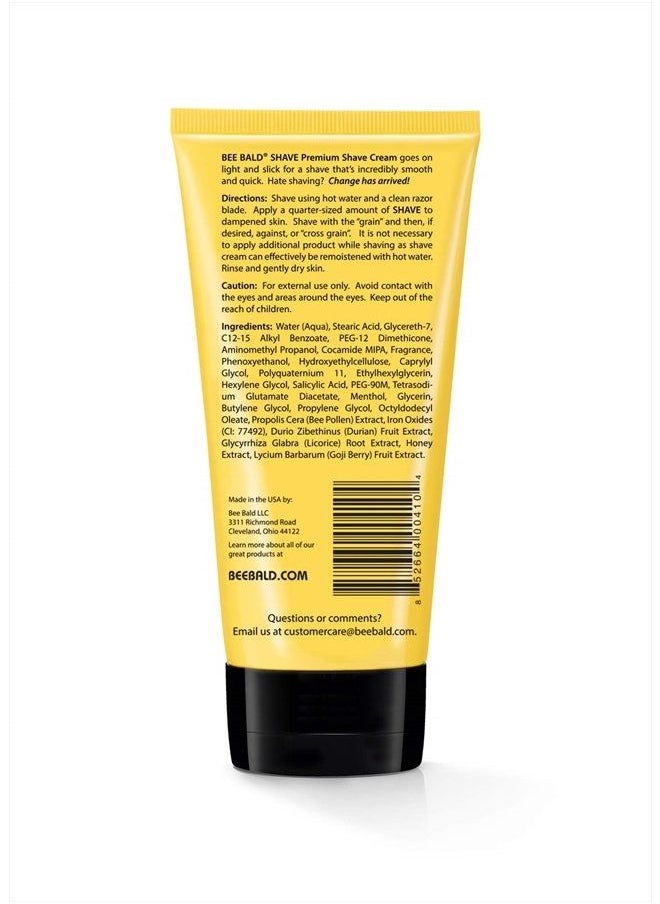 Bee Bald BEE BALD SHAVE Premium Shave Cream Goes On Light & Slick For A Shave That's Incredibly Smooth & Quick For Both Face And Head, 6 Fl Oz  - Image 2