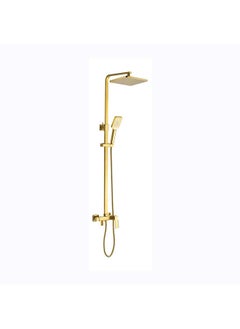 milano Danube Home Teriz Bath Shower With Rod & Rain Shower Complete Set, Brass Rain Shower Complete Set With Rods L 95 x W 43 x H 16 Cm Gold  - Image 1
