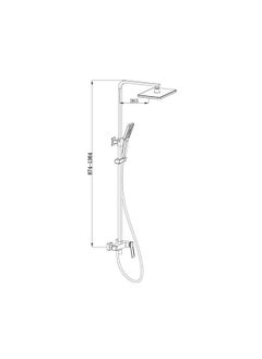 milano Danube Home Teriz Bath Shower With Rod & Rain Shower Complete Set, Brass Rain Shower Complete Set With Rods L 95 x W 43 x H 16 Cm Gold  - Image 2